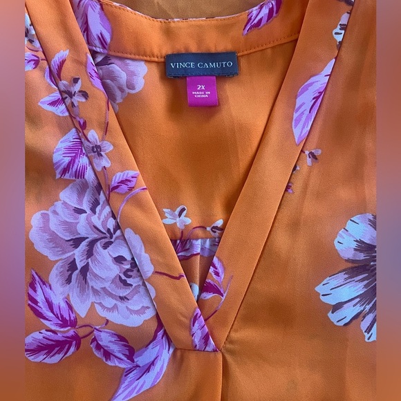 Vince Camuto Orange Sleeveless Blouse Relaxed Fit - Picture 3 of 4